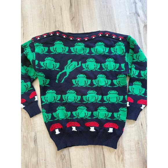 Vintage Sweaters - Vintage knitted frog sweater